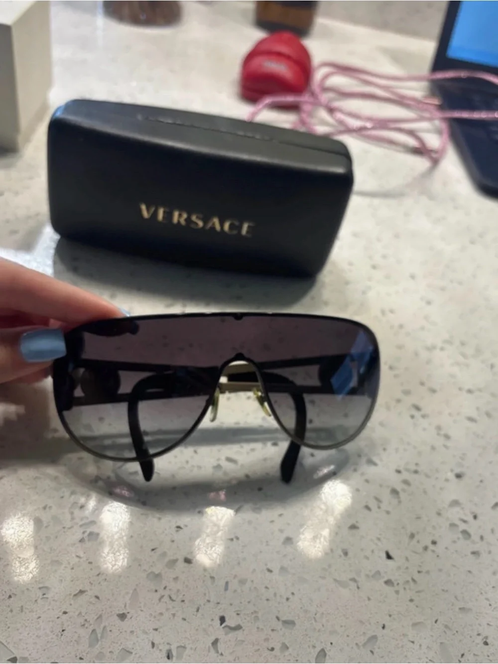 Versace Shield gradient Sunglasses with Gold Accents